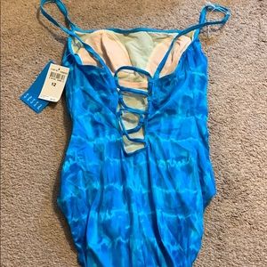 Blue one piece swimsuit